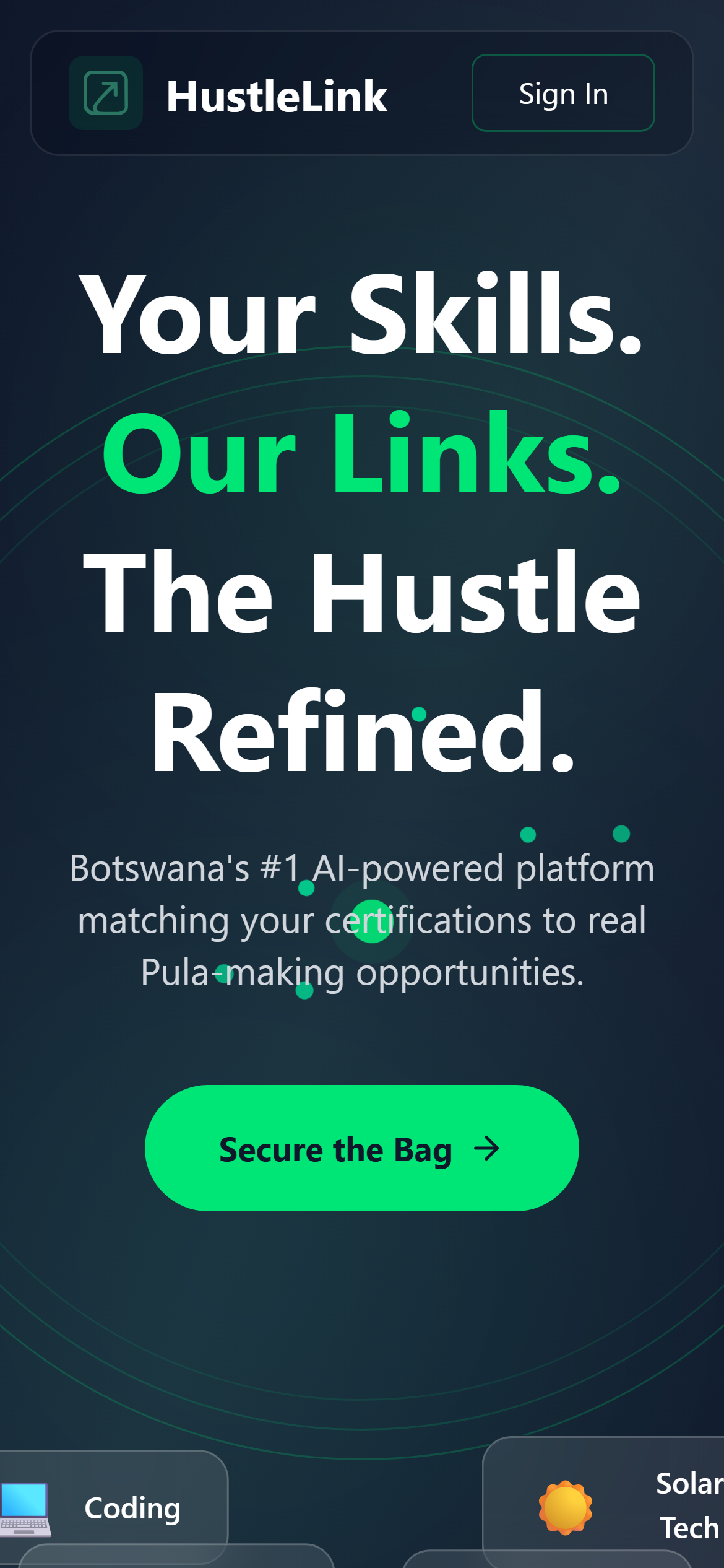 Hustle Link Botswana Mobile View