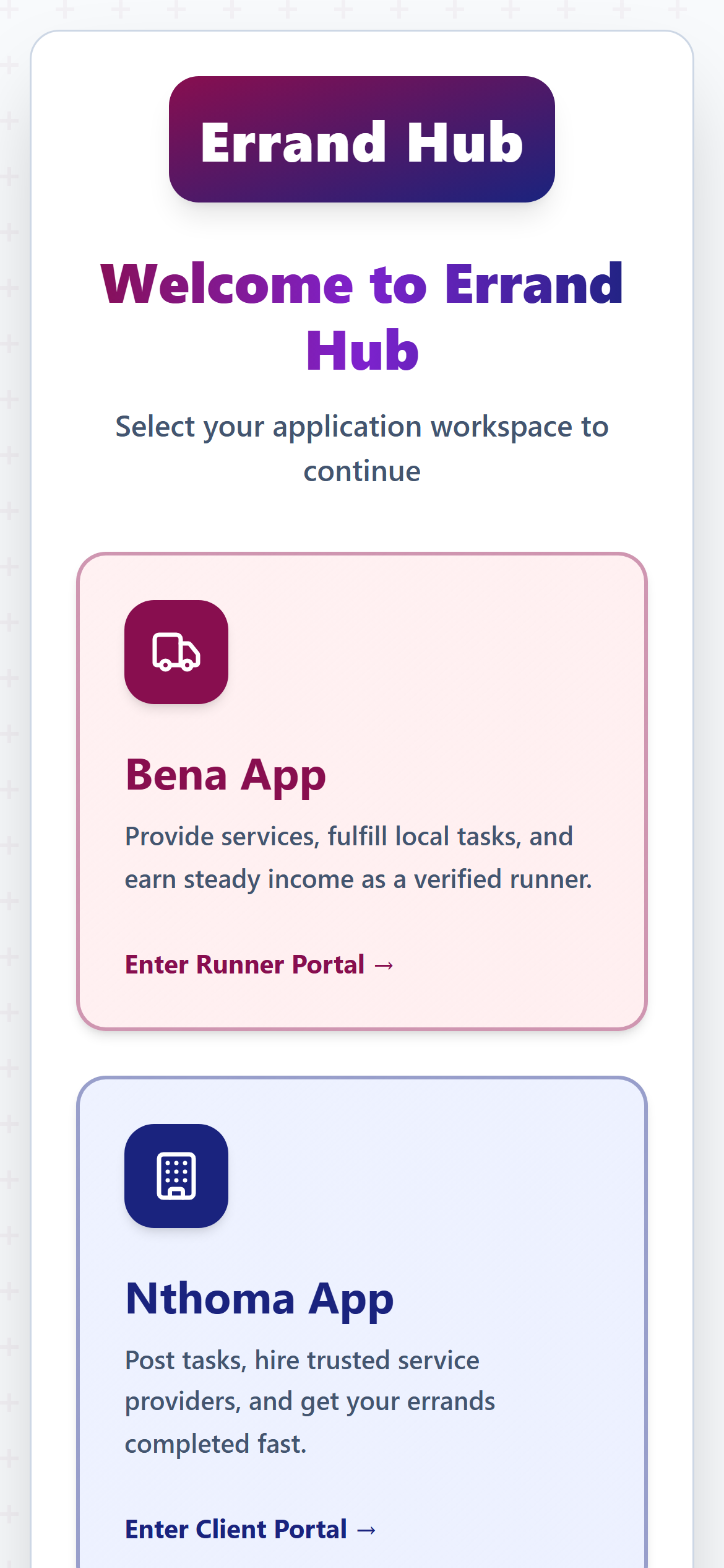 Nthoma Connect (Errand Hub) Mobile View